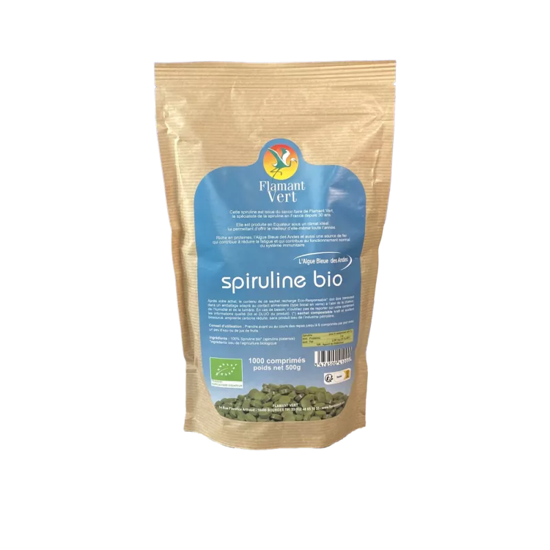Spiruline Bio Flamant Vert - Tonus, vitalité & défenses naturelles - 1000 comprimés
