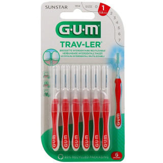 Brossettes interdentaires Trav-Ler 0.8 mm Gum - Plaque dentaire - x 6