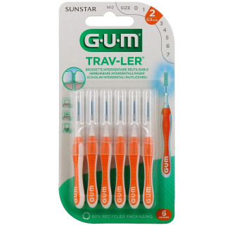 Brossettes interdentaires Trav-Ler 0.9 mm Gum - Plaque dentaire - x 6