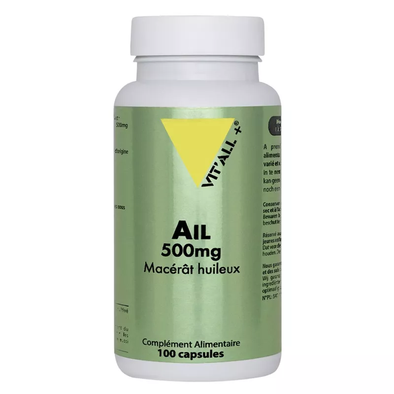 Ail 500mg macérât huileux Vit'all+ - Système immunitaire - 100 capsules