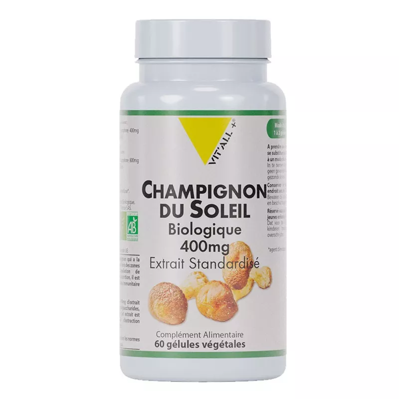 Champignon du soleil Bio 400mg Vit'all+ - Système immunitaire - 60 gélules