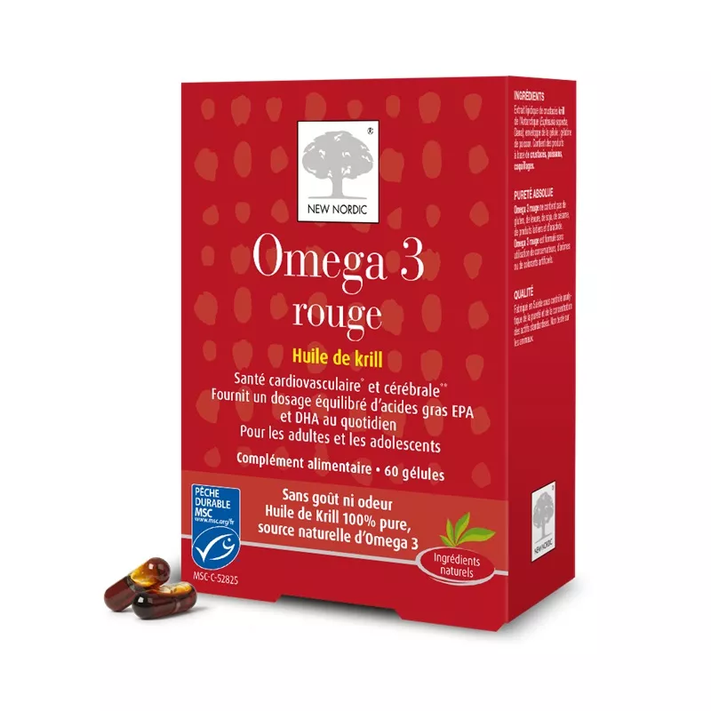 Oméga 3 Rouge New Nordic - Santé cardiovasculaire - 60 gélules
