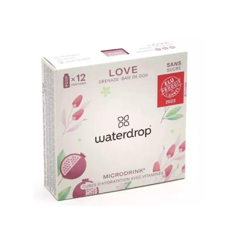Microdrink LOVE Waterdrop - Grenade/Baie de Goji - 12 cubes à dissoudre