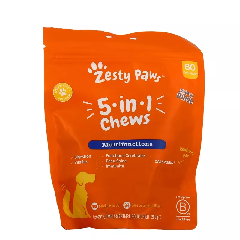Multifonctions 5-in-1 Chews Zesty Paws - 60 friandises à la dinde