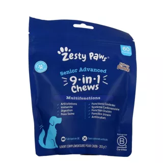 Multifonctions Senior Advanced 9-in-1 Chews Zesty Paws - 60 friandises à la dinde