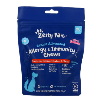 Soutien immunitaire et peau Senior Advanced Chews Zesty Paws - 60 friandises au saumon
