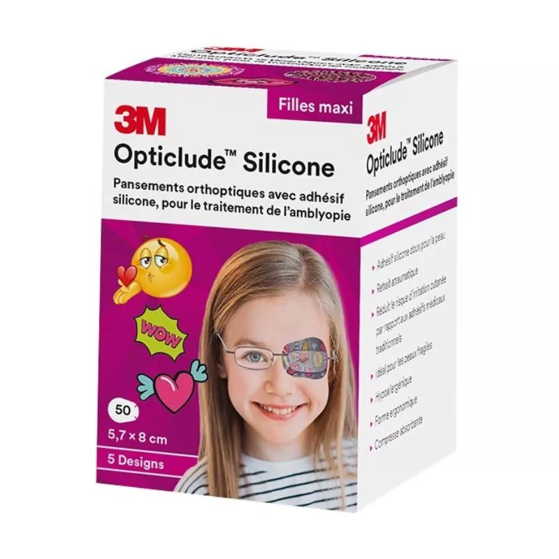 Pansements orthoptiques filles Opticlude™ Silicone 3M - 5,7cm x 8cm - 50 unités