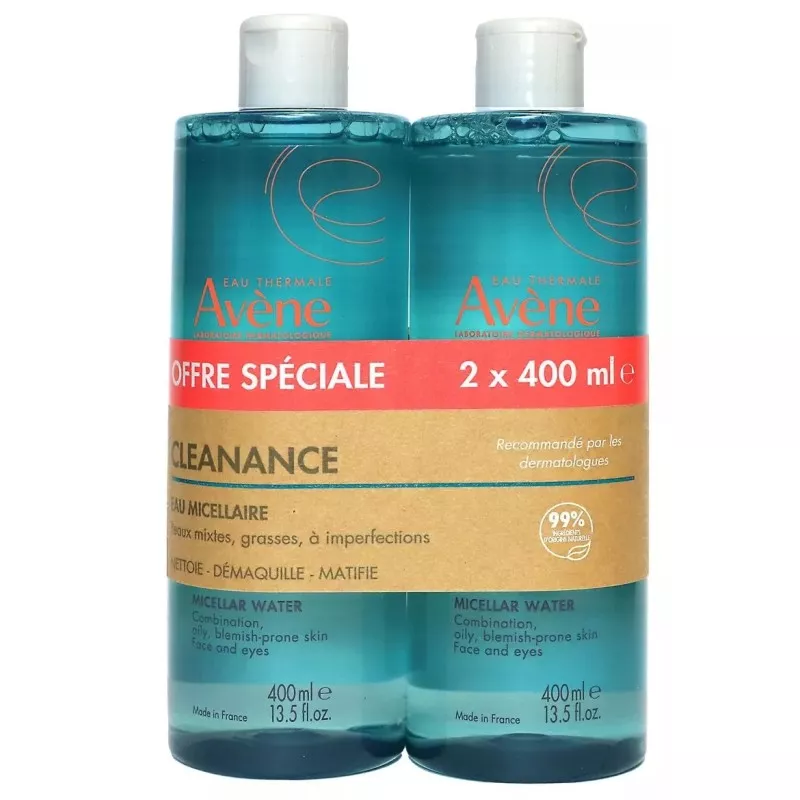 Eau micellaire Cleanance Avène - Peau mixte et grasse à imperfection - 2 x 400ml