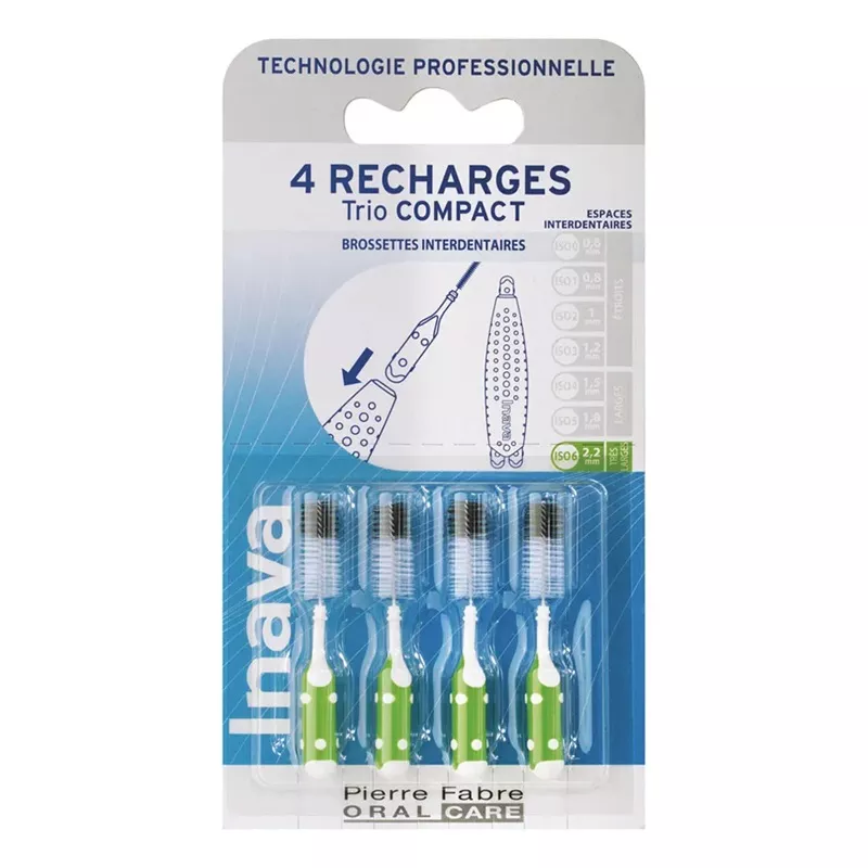 Recharges brossettes interdentaires espaces très larges 2.2mm TrioCompact Inava - x 4
