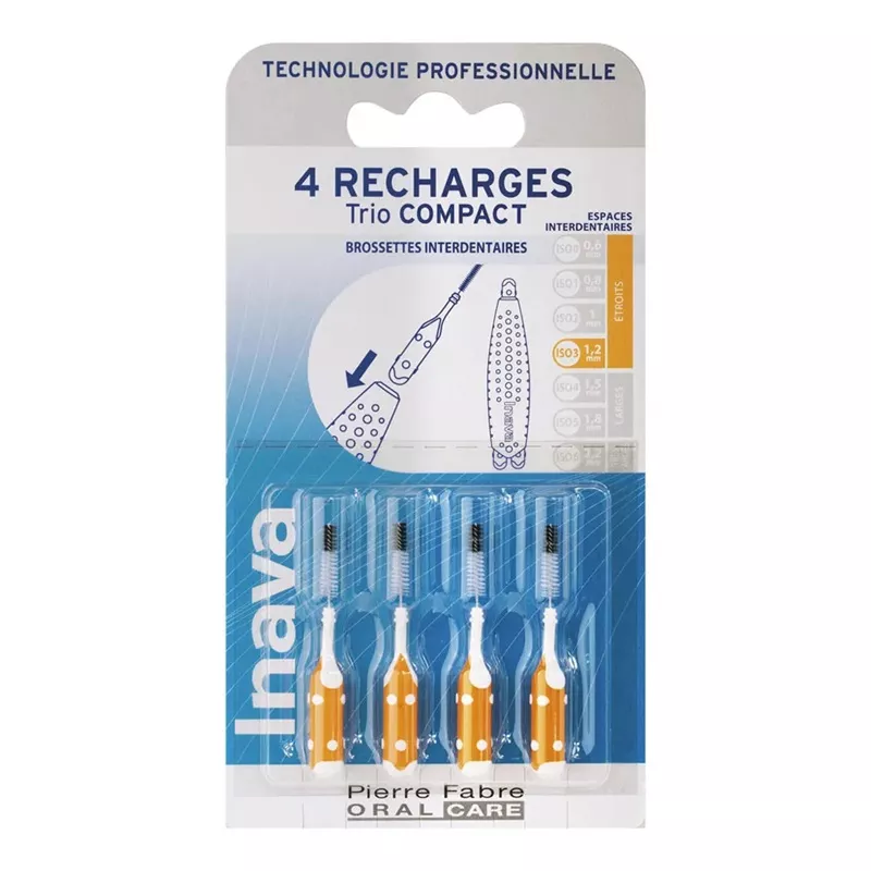 Recharges brossettes interdentaires espaces étroits 1.2mm TrioCompact Inava - x 4