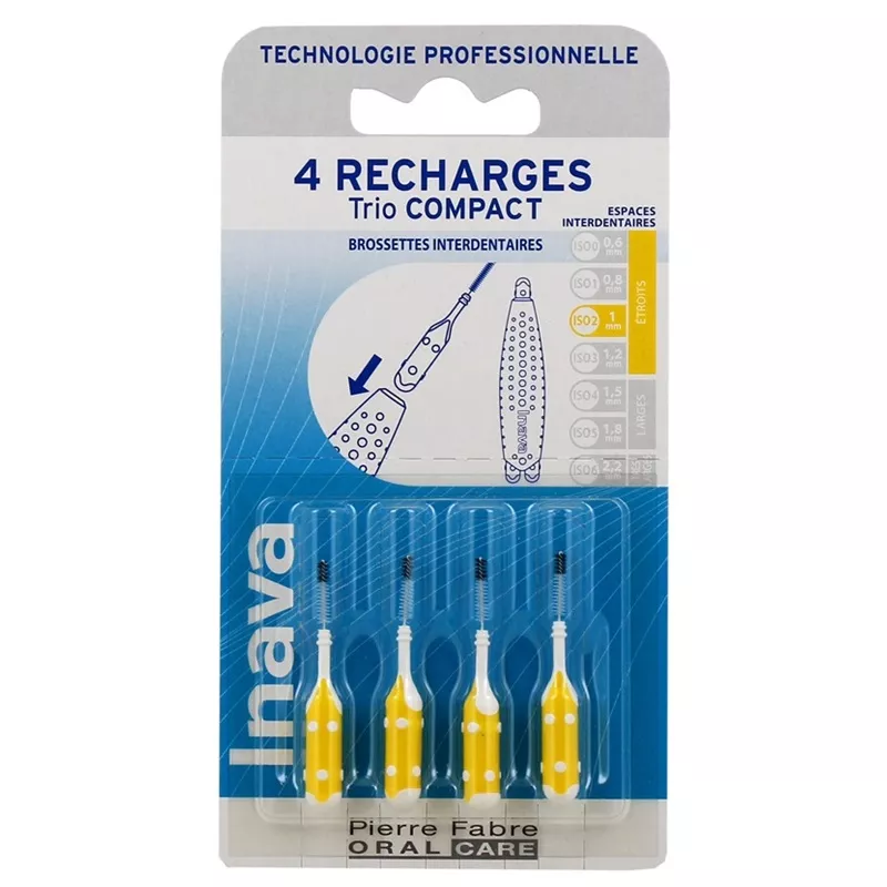 Recharges brossettes interdentaires espaces étroits 1mm TrioCompact Inava - x 4