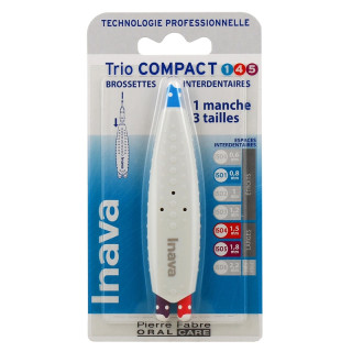 Brossettes interdentaires espaces étroits et larges (ISO 1/4/5) TrioCompact Inava - x 6