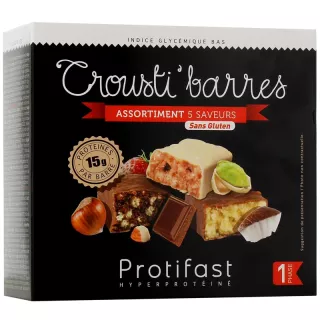 Assortiment 5 saveurs Crousti' barres sans gluten Protifast - 5 barres