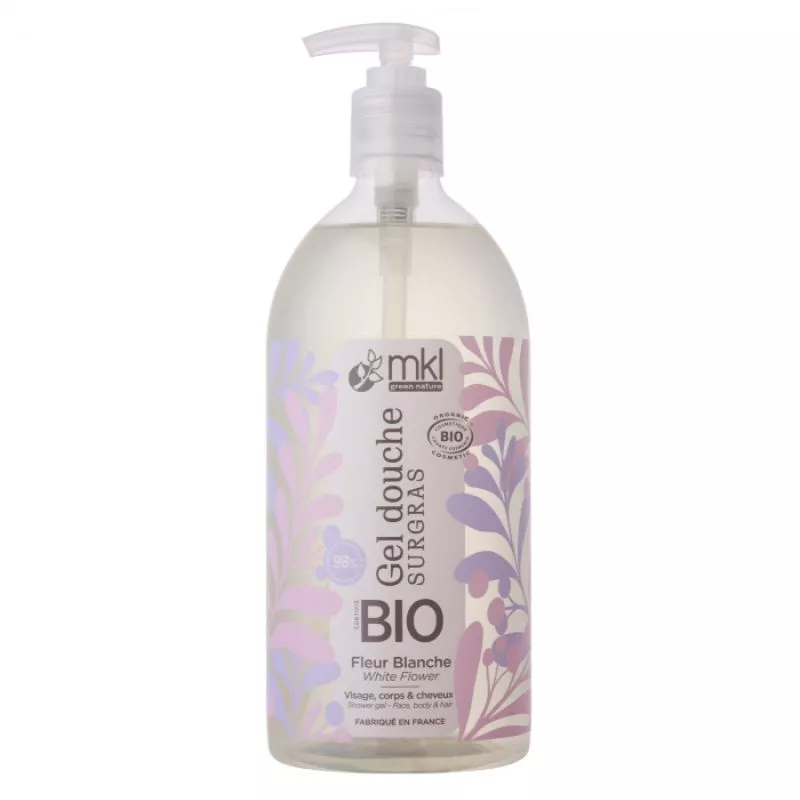 Gel douche surgras Fleur Blanche Bio MKL - Visage, corps et cheveux - 1L