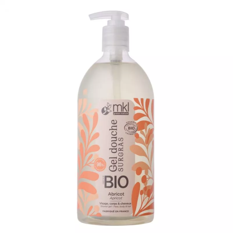 Gel douche surgras Abricot Bio MKL - Visage, corps et cheveux - 1L