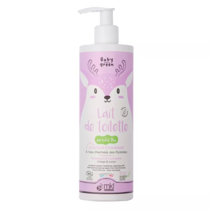 Lait de toilette Bio MKL Baby Green - Fleur d'oranger et jasmin - 400ml