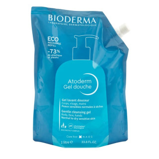 Gel lavant douceur Atoderm Bioderma - Tous types de peaux - Écorecharge 1L