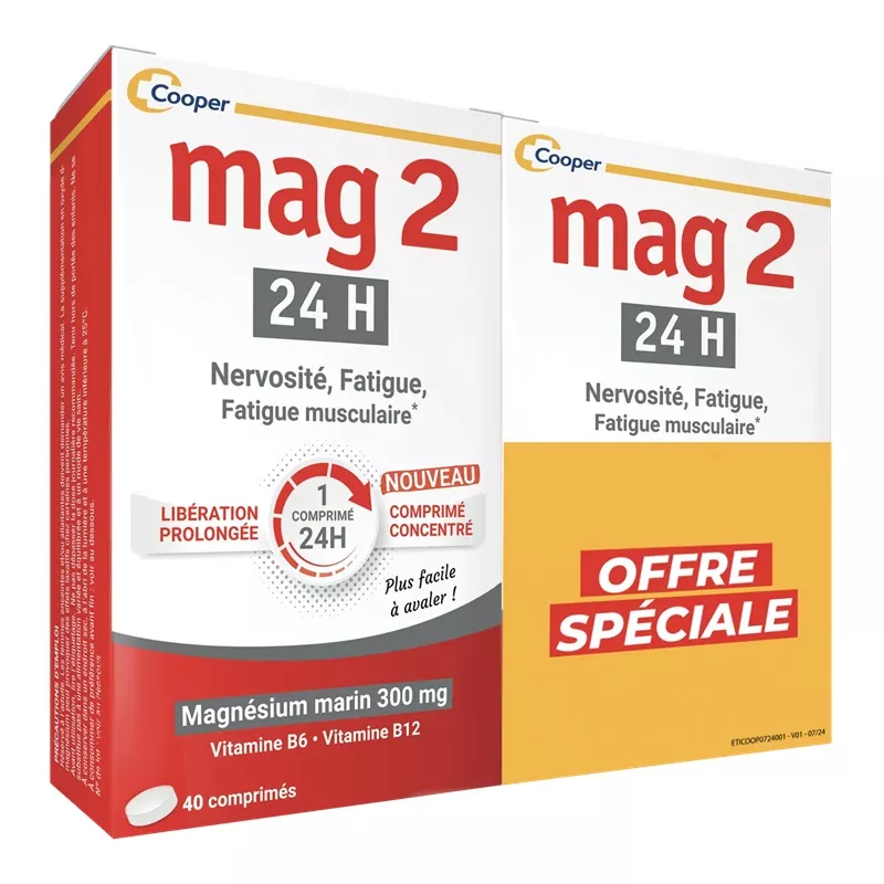 Mag 2 24h Magnesium Marin 300mg Cooper - 2 x 40 comprimés