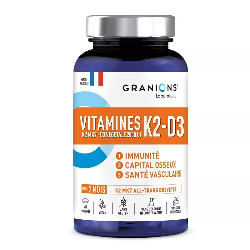 Vitamines K2-D3 Granions - Santé osseuse, cardiovasculaire et immunitaire - 60 comprimés