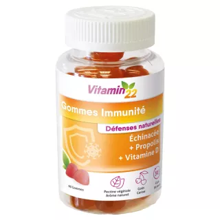 Gommes Immunité Cerise Vitamin'22 Ineldea - Défenses naturelles - 60 gommes