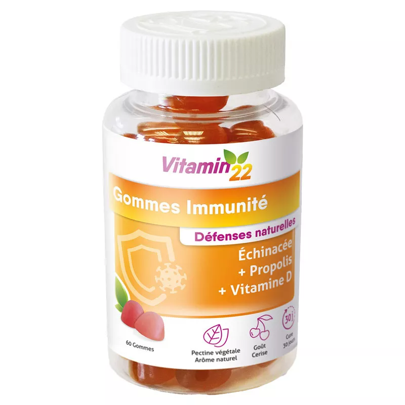 Gommes Immunité Cerise Vitamin'22 Ineldea - Défenses naturelles - 60 gommes