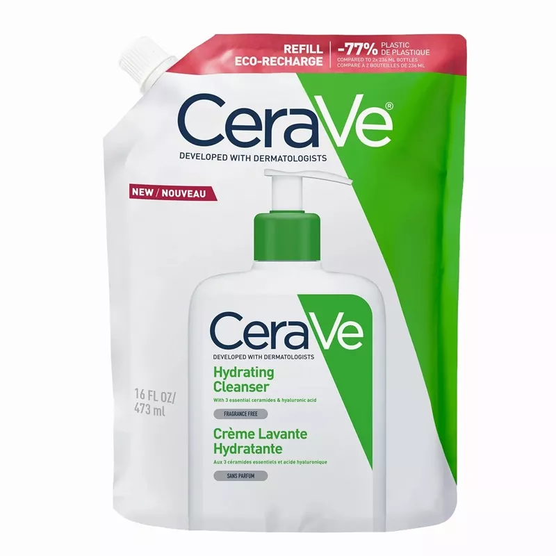 Crème lavante hydratante peaux normales à sèches CeraVe - Éco-recharge 473ml