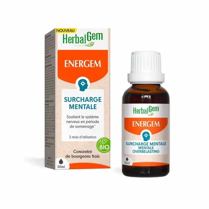 Surcharge mentale Bio Energem HerbalGem - Énergie mentale et physique - 30ml