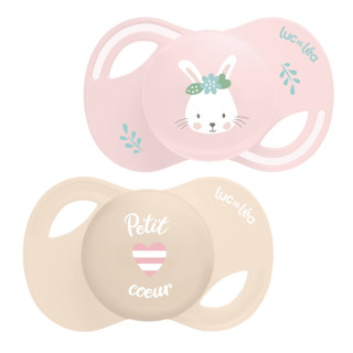 Sucette anatomique extra-fine 0-6m Collection Luc et Léa x 2 - Lapin & Petit Cœur