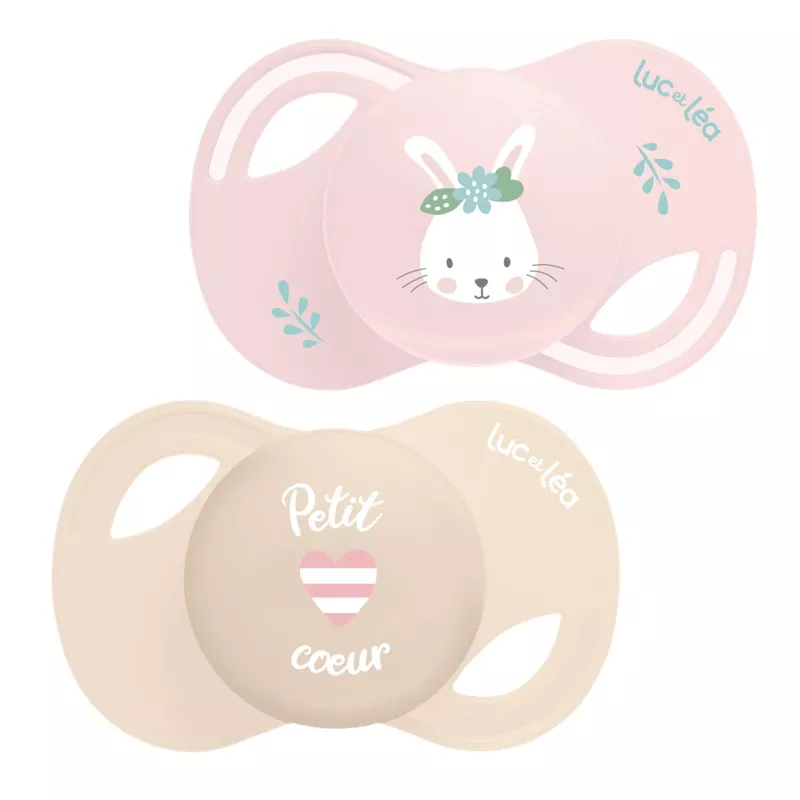 Sucette anatomique extra-fine 0-6m Collection Luc et Léa x 2 - Lapin & Petit Cœur