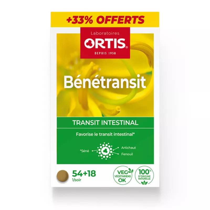 Bénétransit Transit intestinal Ortis - 54 comprimés + 18 comprimés Offerts