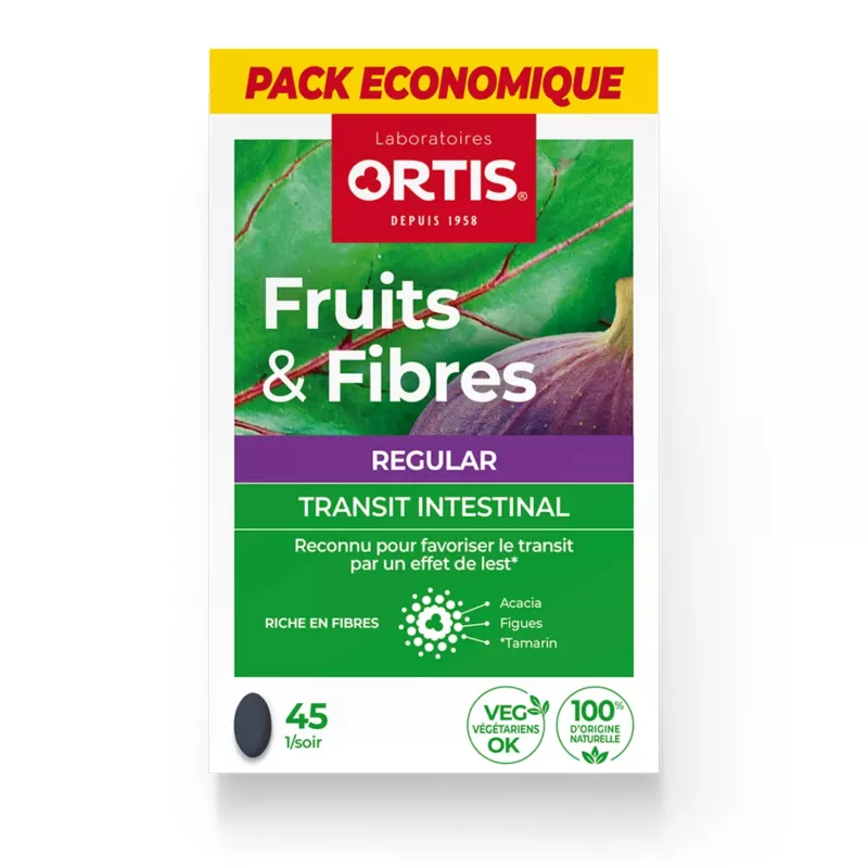Fruits & Fibres Regular Transit intestinal Ortis - 2 x 30 comprimés