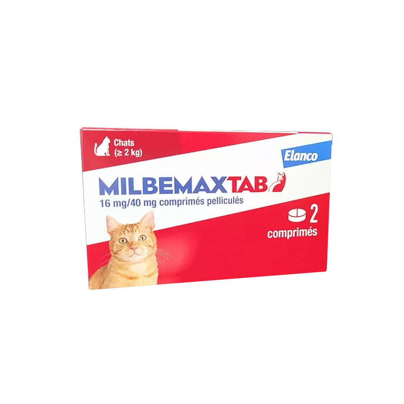 Milbemaxtab vermifuge chat + de 2kg - 2 comprimés