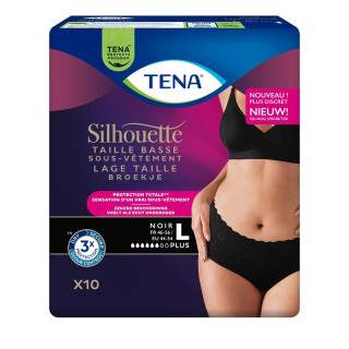 Sous-vêtement absorbant noir Silhouette taille basse Tena - Taille L - 10 unités