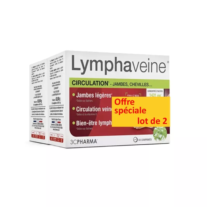 Lymphaveine 3C Pharma - Troubles de la circulation - 2 x 60 comprimés