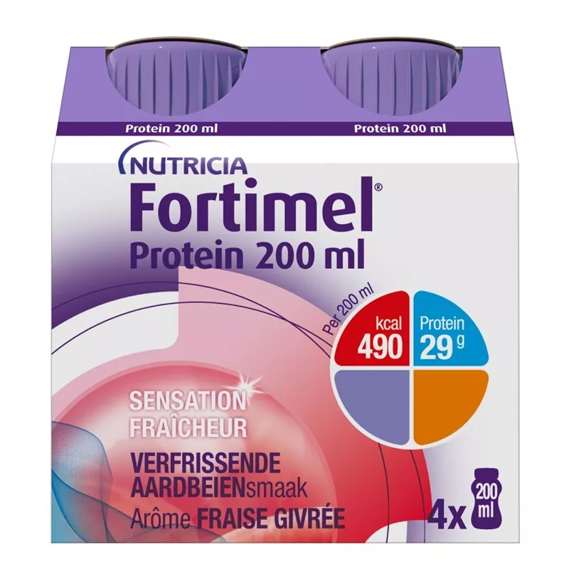 Boisson lactée Fraise Fortimel® Protein Nutricia - 4 x 200ml