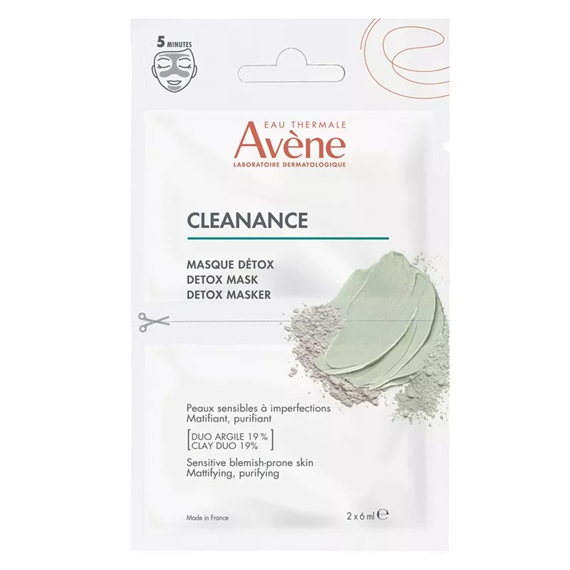 Masque visage détox Cleanance Avène - Peau sensible à imperfection - 2 x 6ml