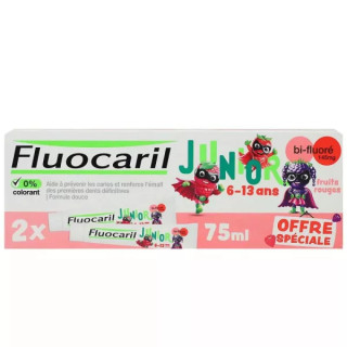Dentifrice fruits rouges 6-12 ans Fluocaril Junior - Lot de 2 x 75ml