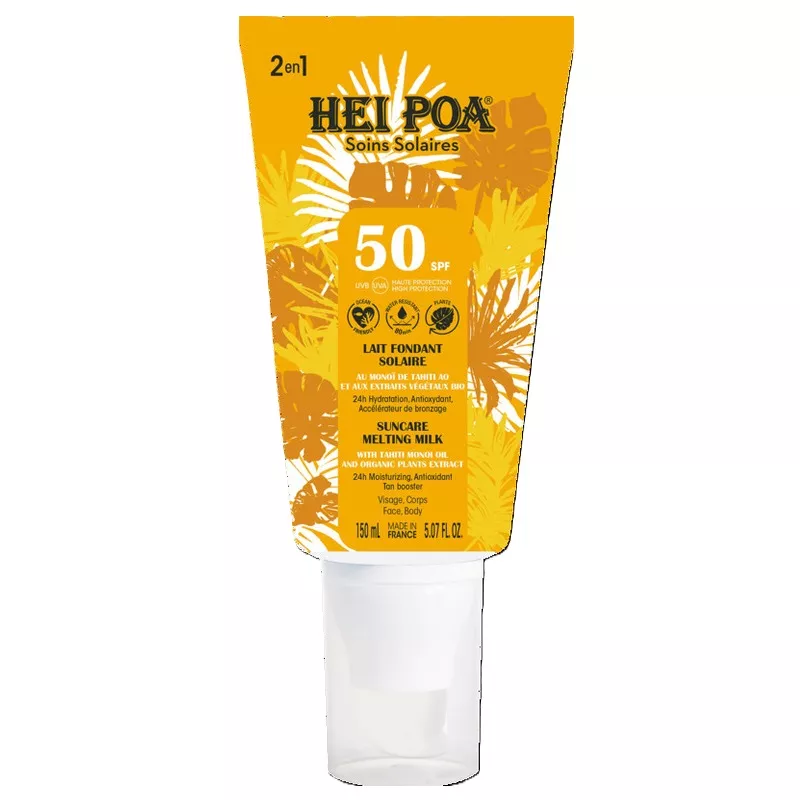 Lait fondant solaire visage & corps SPF50 Hei Poa - 150ml