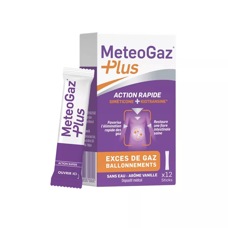 MeteoGaz Plus Ipsen Pharma - Ballonnements et gaz - 12 sticks vanille