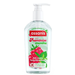 Gel hydroalcoolique mains sans rinçage Framboise Menthe Assanis - 250ml