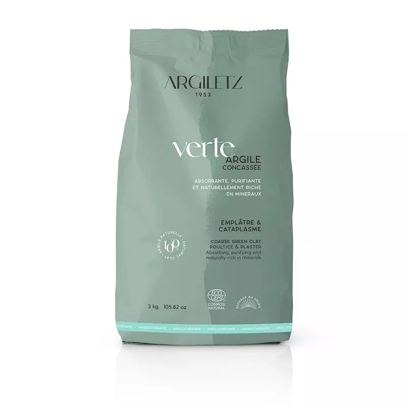 Argile verte concassée Argiletz - Cataplasme ou emplâtre - 3kg