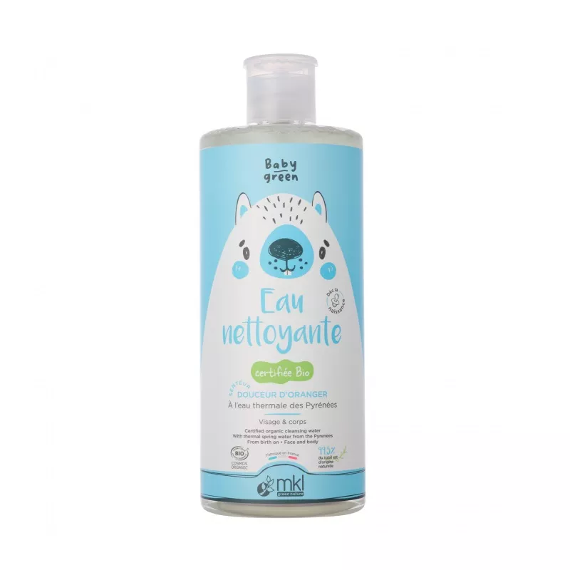 Eau nettoyante douceur d'oranger Bio MKL Baby Green - Fleur d'oranger - 1L