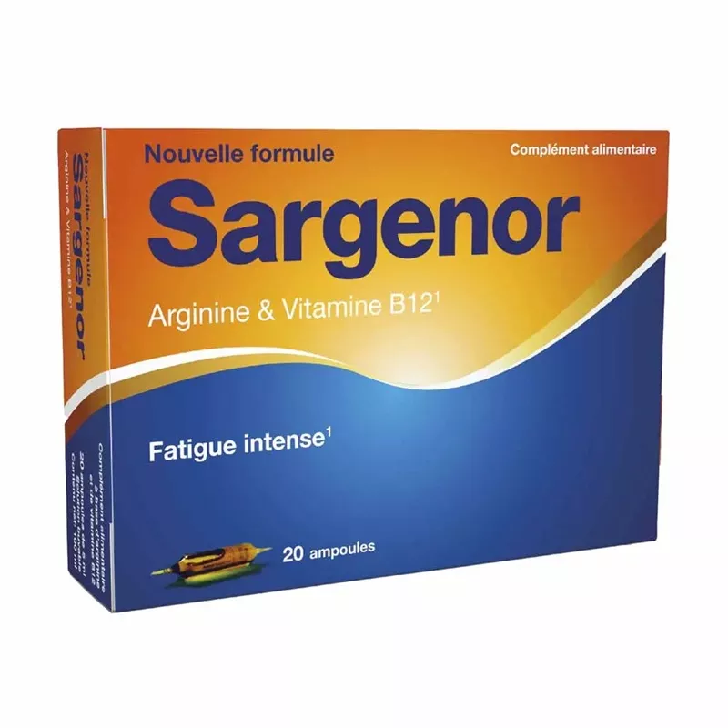 Sargenor Arginine et Vitamine B12 Cooper - Fatigue passagère - 20 ampoules