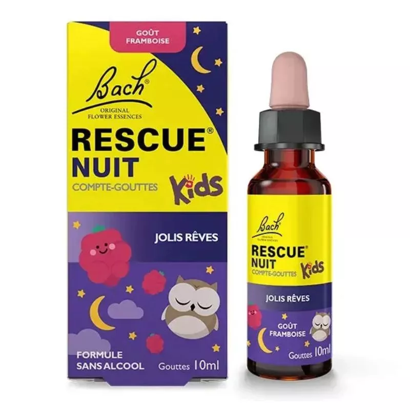 Compte-gouttes goût Framboise Rescue Nuit Kids Fleurs de Bach - Sommeil - 10ml