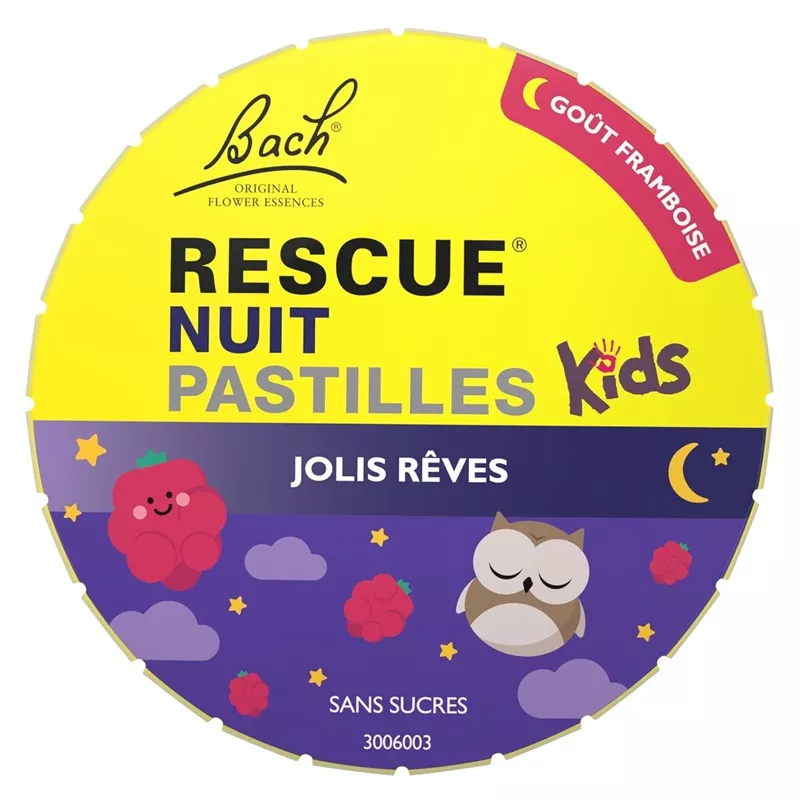 Pastilles goût Framboise Rescue Nuit Kids Fleurs de Bach - Sommeil - 50g