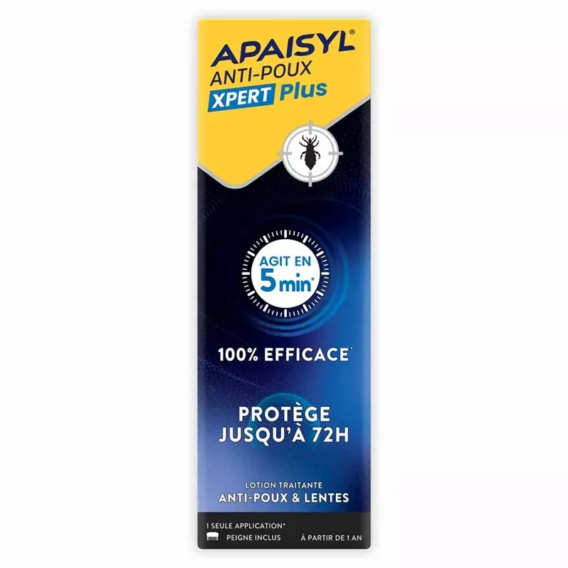 Lotion anti-poux et lentes Apaisyl Xpert Plus - 100ml + Peigne inclus