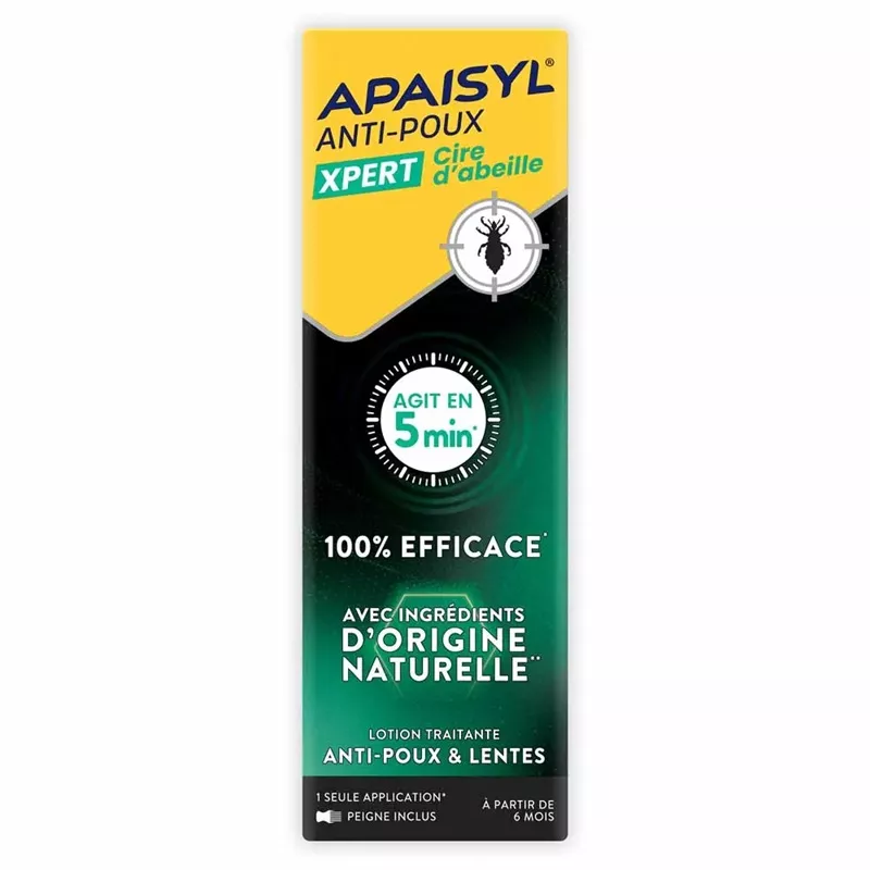 Lotion anti-poux et lentes Apaisyl Xpert Cire d'abeille - 200ml + Peigne inclus