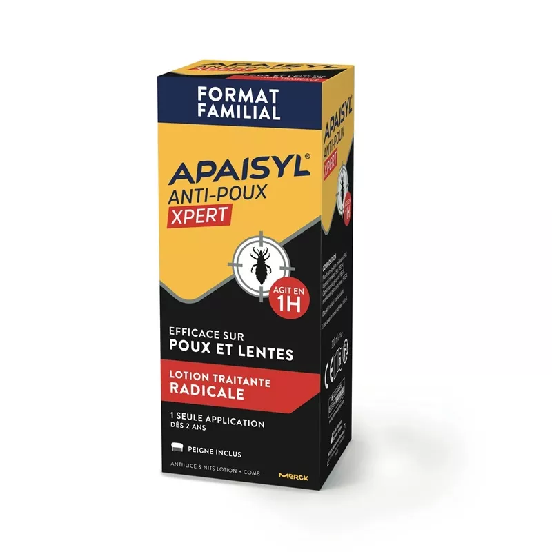 Lotion anti-poux et lentes Xpert Apaisyl - 200ml + Peigne inclus