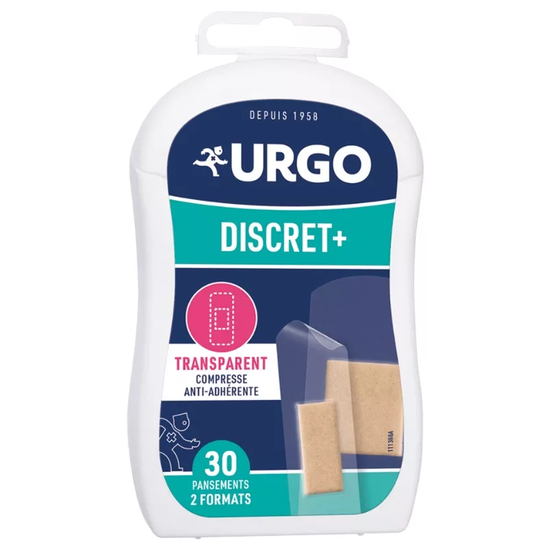 Pansements transparents Discret + Urgo - 2 formats de pansement - 30 unités