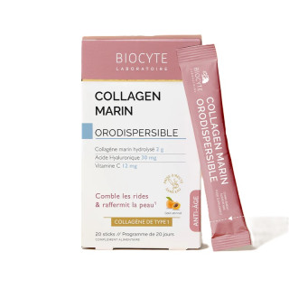 Collagen Marin orodispersible Biocyte - Comble les rides - 20 sticks saveur abricot